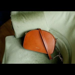 Sezane Dean half-moon leather bag